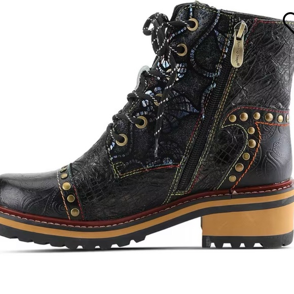 EUC L'Artiste by Spring Step Womens Rugup Leather Booties - Black Multi, Size 41 - Picture 3 of 9